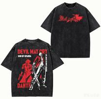 Devil May Cry skalbinti marškinėliai Anime mylėtojams Harajuku naujas modelis Oversize vintažiniai laisvi gatvės stiliaus unisex aukštos kokybės porų dovana S black