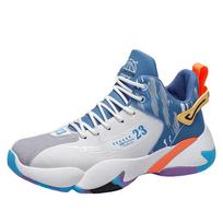 Youth Mid-Top Basketball Sneakers | Supportive Breathable Mesh Court Shoes, Lightweight Cushioned Trainers for Teen Boys & Girls 38 mėlyna