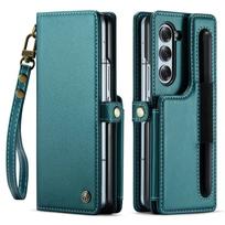 For Samsung Galaxy Z Fold 6 Case with Pen Holder Slot, RFID Blocking Wallet Phone Case for Galaxy Z Fold 6 with Wristlet Strap For Galaxy Z Fold 6