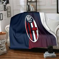 Bologna Crest Design Flannel Blanket, Soft Polyester, Modern Design, All-Season for Camping, Travel, Gifts for holidays or birthdays 75x90cm