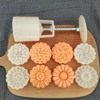 Decoration Mid-Autumn Festival Kitchen Gadgets Cookie Press Mooncake Mold Pastry Tool Cookie Stamps E brown