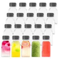 4 oz mini plastikinės sulčių buteliukai su kamšteliais, tušti daugkartinio naudojimo skaidrūs didmeniniai gėrimų indai sultims, pienui ir kitiems gėrimams 12PCS 120ml