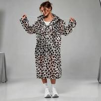Suaugusiųjų ekologiškas sutirštintas leopardo rašto EVA lietpaltis-apsiaustas One Size (fits 145-190 cm) gray