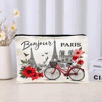 Vintage Floral Print Travel Makeup Organizer Zipper Large Capacity Canvas Makeup Bag Pencil Case Toiletry Case Bridesmaid