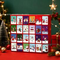 2026 Christmas Countdown Mid-Calf Socks Gift Box for Men & Women – Autumn Winter Collection 24 Pairs red