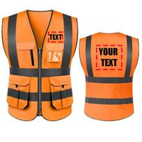 Individualizuotas Jūsų Teksto Logotipas Atšvaitą turinti saugos liemenė motociklininkams Didelio matomumo statybos darbo uniforma Saugos ANSI 2 klasė M-Chest 114cm oranžinė