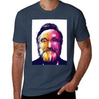 Robin Williams Tribute Portrait Illustration TShirt Work Short Sleeve Cotton Top S brown