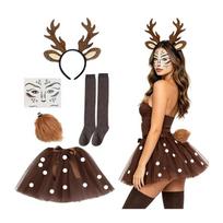 Elnio Ragų Lankelis, Uodegos Veido Lipdukai Liemenė Sijonai Elnio Kostiumo Aksesuarai Helovino Cosplay Kostiumas Briedžio Kostiumas brown