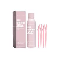 Veido plaukų šalinimo purškiklių rinkinys, švelnus plaukų šalinimas su augaliniais ingredientais, glotni oda, drėkinimas, tinka visų tipų odai Spray 100ml+eyebrow Shaping Knife x4pcs white