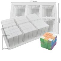6 ertmių Rubiko kubo putėsių pyragas silikoninė forma 3D šokolado kepimo formų desertinis pyragas „pasidaryk pats“ Dekoravimo meniniai pyragai Amatai