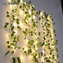 Gėlių žalių lapų stygos lemputės Dirbtinės vynmedžių fėjos lemputės USB maitinamos Kalėdų eglutės girliandos lemputės namų dekoravimui 2m