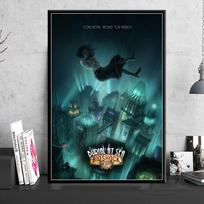 Bioshock Rapture Vaizdo žaidimo plakatai ir spaudiniai Drobės tapyba Sienų paveikslai svetainei Menas Dekoratyvinis namų dekoras Cuadros 40cm×60cm NoFrame blue