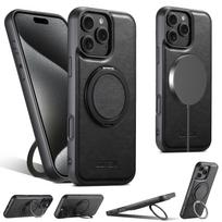 iPhone17/Samsung S25 odinis dėklas su magnetiniu 360° besisukančiu stoveliu ir belaidžio įkrovimo suderinamumu Google Pixel 9 Pro gray