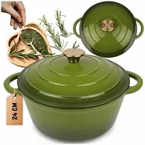 Atusa Emaliuotas ketaus puodas 24 cm 4 l HAGE alyvuogių spalvos (DQ24-olive)
