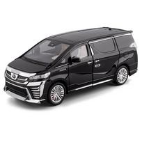 1/18 Toyota Vellfire MPV Automatinės durys Lydinio automobilio modelis Garsas ir šviesa Traukiamas atgal Vaikams skirta žaislinė kolekcinė prekė Gimtadienio dovana juoda