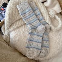 Ladies Winter Plush Warm Striped Wool Mid Barrel Pile Socks 1 pair