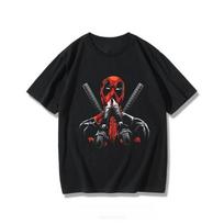 Deadpool Animacinis Filmas Spausdintas Marškinėlis Vasarinis Naujas Vyriškas ir Moteriškas Laisvas Atsitiktinis Trend Viršutinis Drabužis Rudens ir Žiemos Apatiniai M black