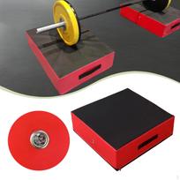 Sunkiosios atletikos štanga Deadlift kilimėlis Smūgiams atsparus Kompaktiškas Grindų apsauga Tylus Kritimo padėklas raudona