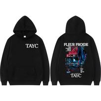 Reperės Tayc Fleur Froide albumo grafiniai džemperiai vyrams moterims madingi gotiški retro pop muzikos gobtuvai vyriški laisvalaikio dideli gobtuvai XL gray