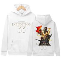 Clair Obscur Expédition 33 Spausdintas Unisex Mados Hoodie Aukštos Kokybės Vilnos Megztinis su Gobtuvu Retro Negabaritinis Ilgomis Rankovėmis Hoodie M white