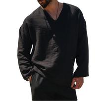 Nauji vyriški vienspalviai lininiai marškiniai Vyrai 4XL black