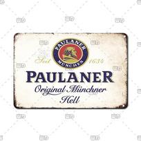 Vintažinis Vokietijos Paulaner alaus skardinis ženklas barui, kavinei, vyriškam kampeliui dekoruoti 20x30cm（7.8x11.8inch）