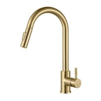 Šlifuoto aukso 304 nerūdijančio plieno ištraukiamas virtuvės maišytuvas - be švino, karšto/šalto vandens kriauklės maišytuvas Single Faucet Without Inlet Pipe beige