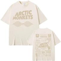 Arctic Monkeys Dainų Tekstai ir Bangos Formos Per didelis Marškinėlis, Unisex Indie Roko Grupės Gatvės Stiliaus Marškinėlis, 100% Medvilnės Laisvalaikio Trumpomis Rankovėmis Viršus S rožinė