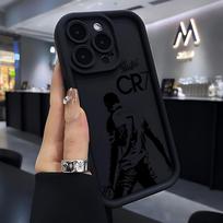 Garsus futbolininkas C-CR7 telefono dėklas, skirtas iPhone 17 16e 16 15 14 13 12 11 Air Pro Max Mini XR XS X Plus, minkštas TPU galinis dangtelis iPhone 17 ProMax gray