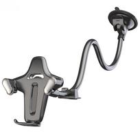 Multi-Functional Suction Cup Windshield Phone Holder with Extended Soft Hose for Cars, Trucks, Vans, and Buses gray