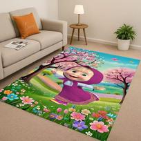 3D animacinis M-Maša ir B-lokys Kalėdų dovanų svetainės neslystantis kilimėlis miegamojo žaidimų kambario sofai, namų dekoro kilimėlis 40x60cm( 15x23in ) blue