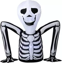 Pripučiamas Helovino skeletas, ropojantis, su LED apšvietimu, juodos ir baltos spalvos, 153 x 53 x 142 cm