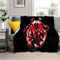 Helluva Boss Blitzo Animacinių animacinių filmų antklodė suaugusiems, Minkšta antklodė namams Miegamojo lova Sofa Piknikas Biuro užvalkalas Vaiko antklodė 75x90cm gray