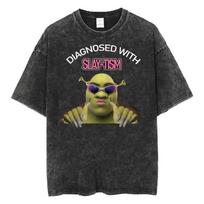 Funny Lets Have Shrex Shrek Graphic Meme T Shirt Men Women Harajuku Fashion Short Sleeve Tshirts Cotton Vintage Washed Tshirt M black
