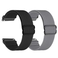 2Pack 18/20/mm Elastic Loop for Samsung Watch7 Band Nylon Wristband Bracelet For Garmin vivoactive 4s/forerunner245/Huawei Watch 18mm black