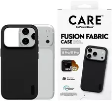 Dėklas Panzer Glass Case CARE by PanzerGlass Fusion Fabric MagSafe skirtas iPhone 18 Pro / 17 Pro, juodas