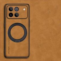 For Honor 600 Pro Magsafe Magnetic Rotating Bracket Phone Case For Honor 600 Pro Sheepskin Leather Matte Shockproof Cover Bumper For Honor 600 geltona