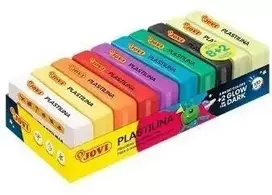 Jovi Plastelino 50 g 8 pagrindinės spalvos + 2 šviečiančios tamsoje (8412027034890)