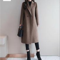 Winter New Korean Style Loose Coat Mid-length Temperament Versatile Woolen Coat Women's Autumn and Winter Lapel Coat 3XL gray