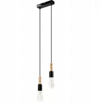 Pakabinamas šviestuvas Lamkur Lampkur Simon pakabinama lempa, kabanti Edison moderni metalinė 2x60W E27 juoda/medis (37356)