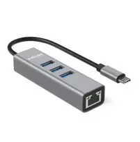 HUB USB Roline – USB tipo C į Gigabit Ethernet konverteris + 3 portų šakotuvas (12.02.1127)