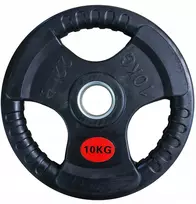 Kubisport Olimpinis svarmens diskas guminis su rankenomis 10kg 10mm (Kub_05-CWRUB10)