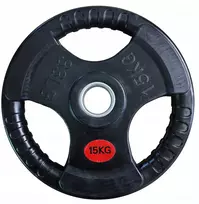 Kubisport Olimpinis svorio diskas su rankenomis, guminis, 15 kg, 50 mm (Kub_05-CWRUB15)