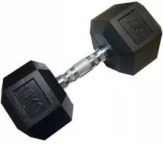 Kubisport Vienarankė šešiakampė guminė hantelė svarelis solidus 15 kg (Kub_05-CB15HEX)