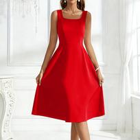 Berankoviai A formos midi suknelės moterims Laisvalaikio pavasarinės suknelės moterims Vasarinės suknelės moterims Boho suknelės moterims L red