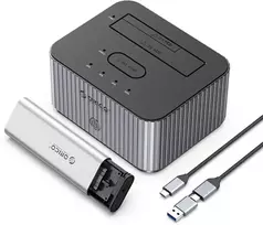 Eaton Orico IT28E-C-EU M.2 SSD ir HDD prijungimo stotis – NVMe + 2,5" ir 3,5" HDD – USB A ir C – 10Gbps – Pilka