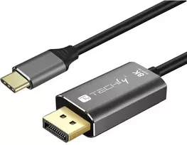 Adapteris AV Techly Kablowy ICOC USBC-DP8-18 1,8 m USB Type-C DisplayPort Juodas, Sidabrinis