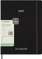 Moleskine savaitinis vertikalus kalendorius 2027, 13M, XXL, 23,5x28cm, minkšti viršeliai, juodas (MS-9278830)
