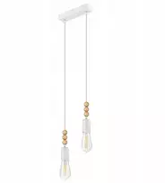 Pakabinamas šviestuvas Kabanti lempa Lamkur Simon kabanti lempa su pakabinimu Edison moderni metalinė 2x60W E27 balta/mediena (37318)