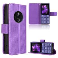 Atverčiamas dėklas Nokia 125 4G 2024/Nokia 110 4G 2024/HMD 110 4G/HMD 210 4G su magnetiniu užsegimu, piniginė, odinis telefono dėklas for Nokia 125 4G 2024/Nokia 110 4G 2024/HMD 110 4G violetinė